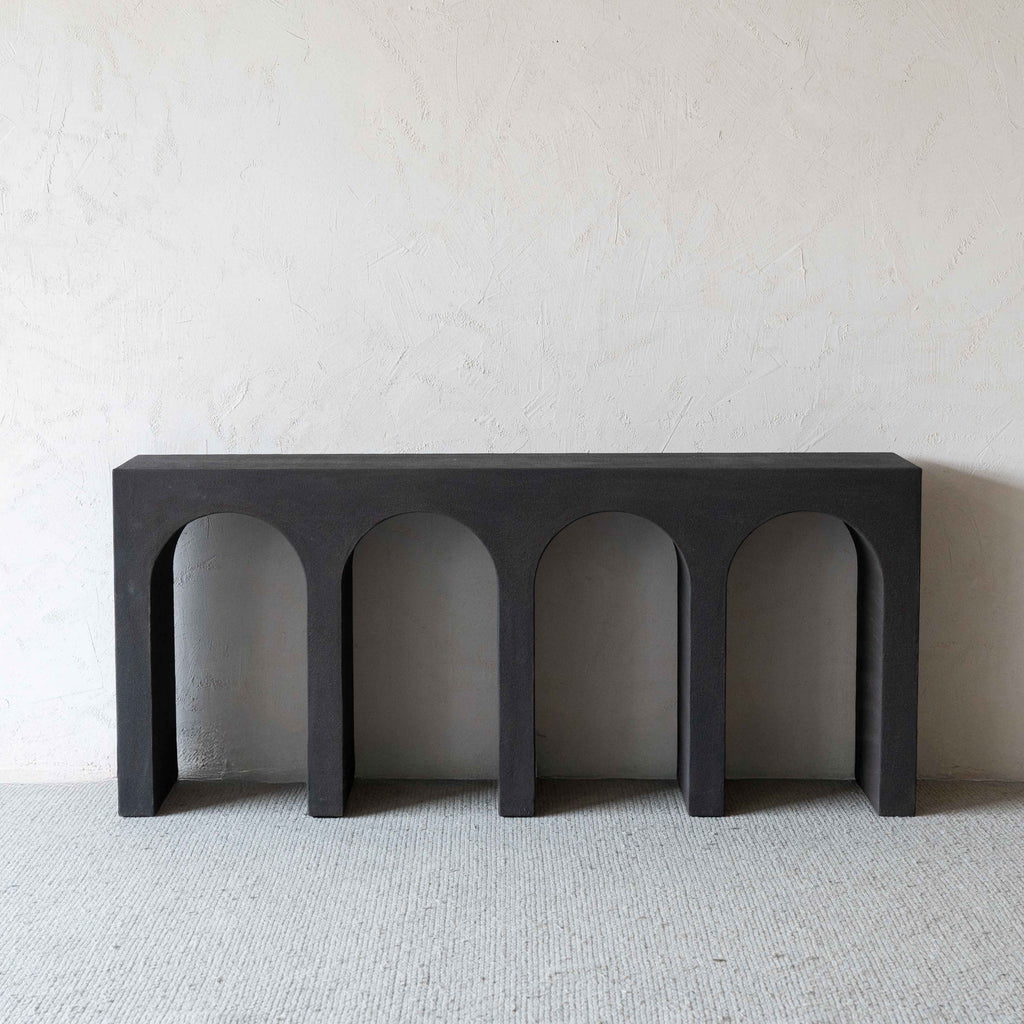 Alaska Vista Wood Arched Baseless Artisan Console Table
