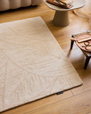 Cèdre blanc – Tapis en laine feuillage - crème
