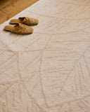Cèdre blanc – Tapis en laine feuillage - crème