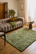 Cèdre blanc – Tapis en laine motif feuillage - vert