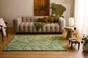 Cèdre blanc – Tapis en laine motif feuillage - vert