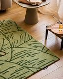 Cèdre blanc – Tapis en laine motif feuillage - vert