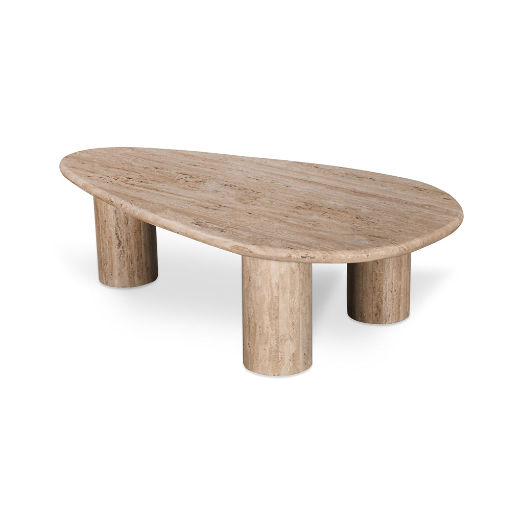 Juro 1.2m Travertine Top Oval Coffee Table