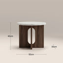 Moreton Round Side Table | White Marble Effect & Walnut
