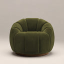 Ivy Swivel Armchair | Olive Green Sustainable Velvet & Walnut