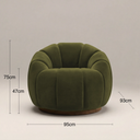 Ivy Swivel Armchair | Olive Green Sustainable Velvet & Walnut