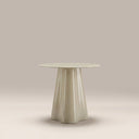 Hadley Round Side Table | Soft Ecru Sandblasted Glass & High Gloss Ecru