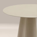 Hadley Round Side Table | Soft Ecru Sandblasted Glass & High Gloss Ecru