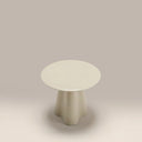 Hadley Round Side Table | Soft Ecru Sandblasted Glass & High Gloss Ecru