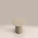 Flore Round Side Table |  Soft Ecru Glass & High Gloss Ecru