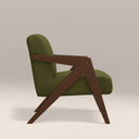 Bennie Accent Chair | Olive Green Sustainable Velvet & Walnut