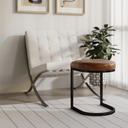 Matteo Low Stool | Vintage Tan Faux Leather