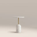 Kingston Round Side Table | White Marble & White