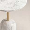 Kingston Round Side Table | White Marble & White