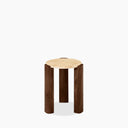 Emil Round Side Table | Natural Travertine & Walnut