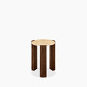 Emil Round Side Table | Natural Travertine & Walnut