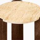 Emil Round Side Table | Natural Travertine & Walnut