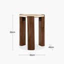 Emil Round Side Table | Natural Travertine & Walnut