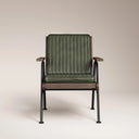 Wickham Armchair | Green Faux Leather & Walnut