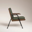 Wickham Armchair | Green Faux Leather & Walnut