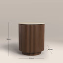 Everly Round Storage Side Table | Natural Travertine Effect Sintered Stone & Walnut