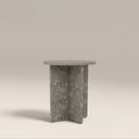 Wedge Round Side Table | Cloud Grey Riverstone Marble