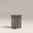 Wedge Round Side Table | Cloud Grey Riverstone Marble