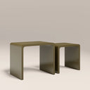 Barney Set of 2 Rectangle Nesting Side Tables | High Gloss Olive Green