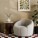 Medby Round Side Table | Natural Travertine & Walnut