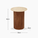 Medby Round Side Table | Natural Travertine & Walnut