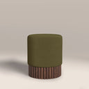 Oberon Pouffe | Moss Green Sustainable Mohair Velvet & Walnut