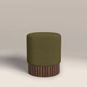 Oberon Pouffe | Moss Green Sustainable Mohair Velvet & Walnut