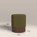 Oberon Pouffe | Moss Green Sustainable Mohair Velvet & Walnut