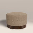 Oberon Footstool | Speckled Cappuccino Boucle & Walnut