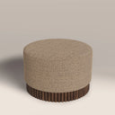 Oberon Footstool | Speckled Cappuccino Boucle & Walnut
