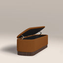 Oberon Storage Ottoman | Caramel Sustainable Mohair Velvet & Walnut