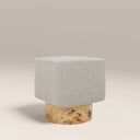 Bidbury Pouffe | Speckled Stone Sustainable Boucle & Burl Wood