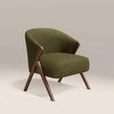 Kira Accent Chair | Moss Green Sustainable Mohair Velvet & Walnut