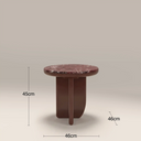 Aliza Round Side Table | Maroon Red Marble & High Gloss Burgundy
