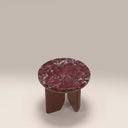 Aliza Round Side Table | Maroon Red Marble & High Gloss Burgundy