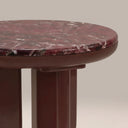 Aliza Round Side Table | Maroon Red Marble & High Gloss Burgundy