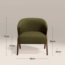 Kira Accent Chair | Moss Green Sustainable Mohair Velvet & Walnut