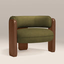 Porter Armchair | Moss Green Sustainable Mohair Velvet & Walnut