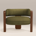 Porter Armchair | Moss Green Sustainable Mohair Velvet & Walnut