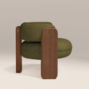 Porter Armchair | Moss Green Sustainable Mohair Velvet & Walnut