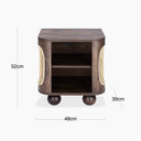 Una Square Wooden Side Table  | Walnut & Cane
