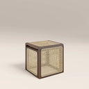 Atley Set of 2 Square Nesting Side Tables | Natural Cane & Walnut