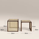 Atley Set of 2 Square Nesting Side Tables | Natural Cane & Walnut