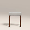 Cary Wooden Low Stool | Speckled Stone Sustainable Boucle & Walnut