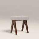 Cary Wooden Low Stool | Speckled Stone Sustainable Boucle & Walnut